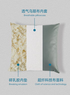 Nitty乳胶抱枕泰国原装沙发抱枕靠垫办公室腰靠枕科技布