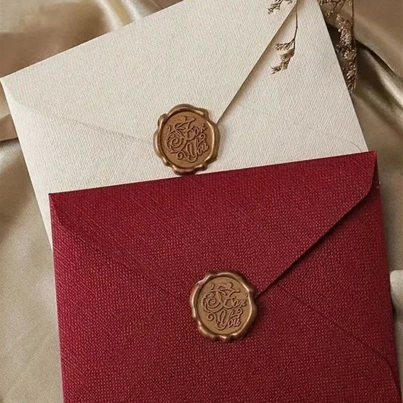 Luxury Linen Envelope and Letter Set with Wax Seals - Vintag - 实物图