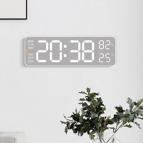 Metal brushed finish wall clock LED electronic alarm clock