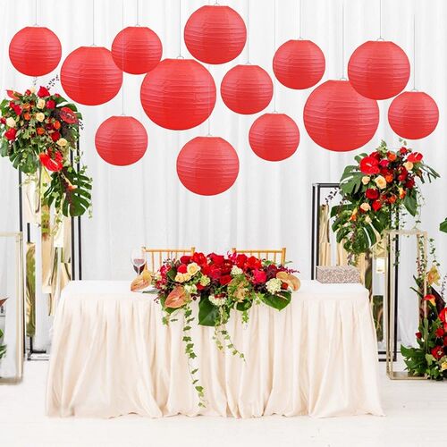 5pcs 4-12Inch Chinese Round Paper Lantern Colorful Hanging B