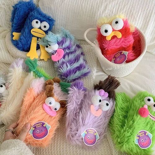 Cartoon Fluffy Socks for Women Man Cute Pattern Fuzzy Warm F