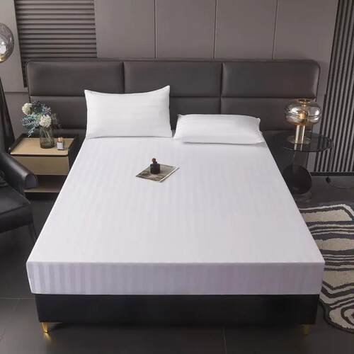 Satin mattress protective cover white pure bed sheet fitted
