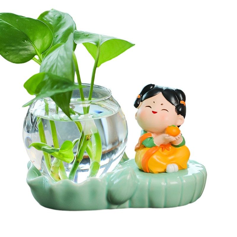可爱唐仕女水培花器茶桌面装饰茶宠摆件创意花瓶水养绿萝插花器皿,家居饰品,创意礼品,淘宝优惠券,粉丝福利购,淘宝优惠卷