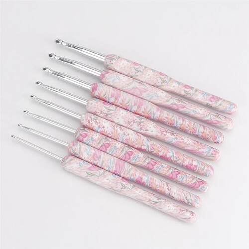8 Size Crochet Hooks Set, MultiColor, 2(B)-6mm(J) Ergonomic