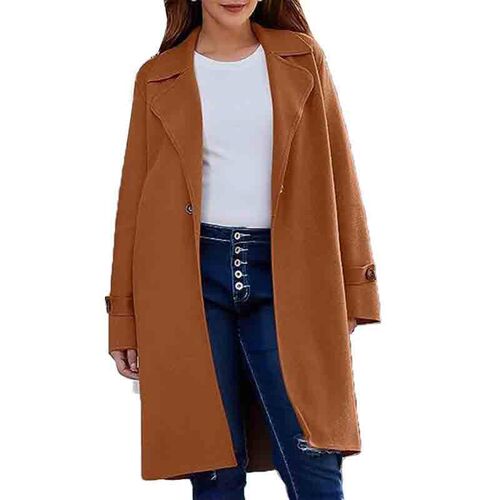 2025 Independent Station Temu Womens Lapel Loose Woolen at
