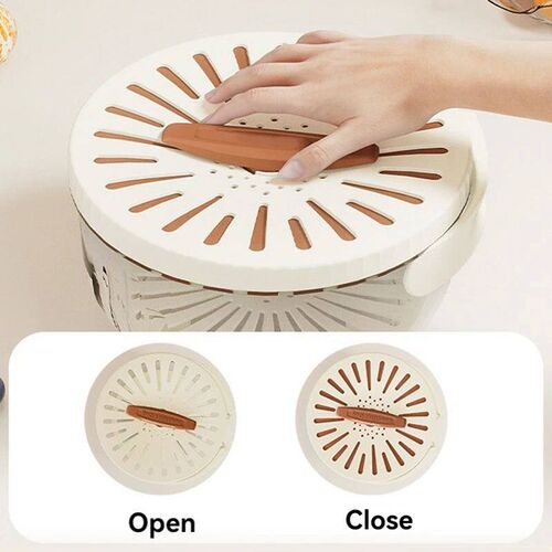 Fruit Drain Basket with Lid Vegetable Washing Bowl Foldable