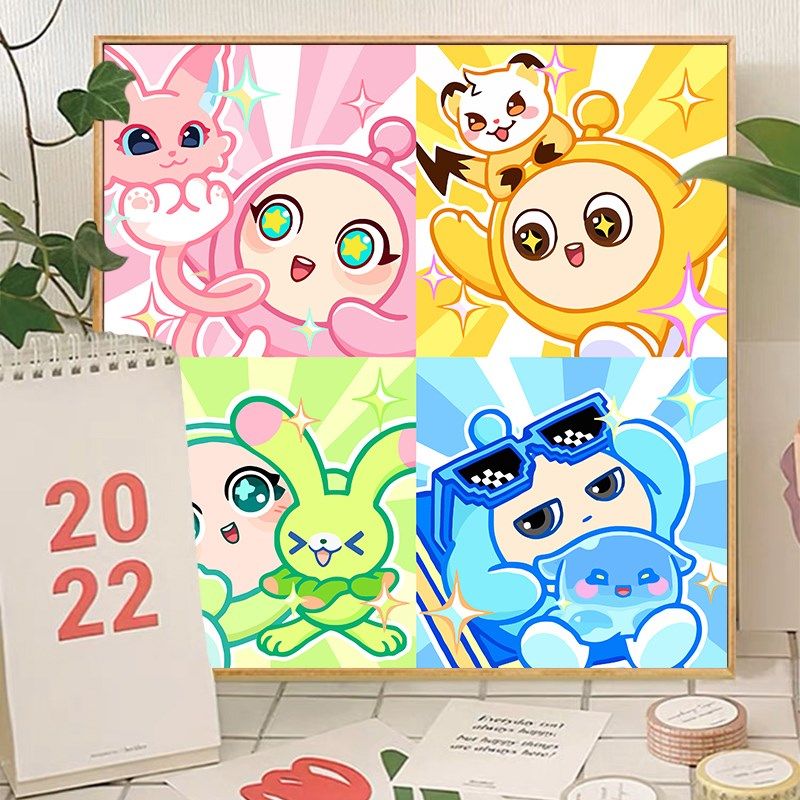 蛋仔派对五小只卡通DIY数字油画儿童手工绘填充色涂鸦油彩装饰画,家居饰品,DIY/数字油画,淘宝优惠券,粉丝福利购,淘宝优惠卷