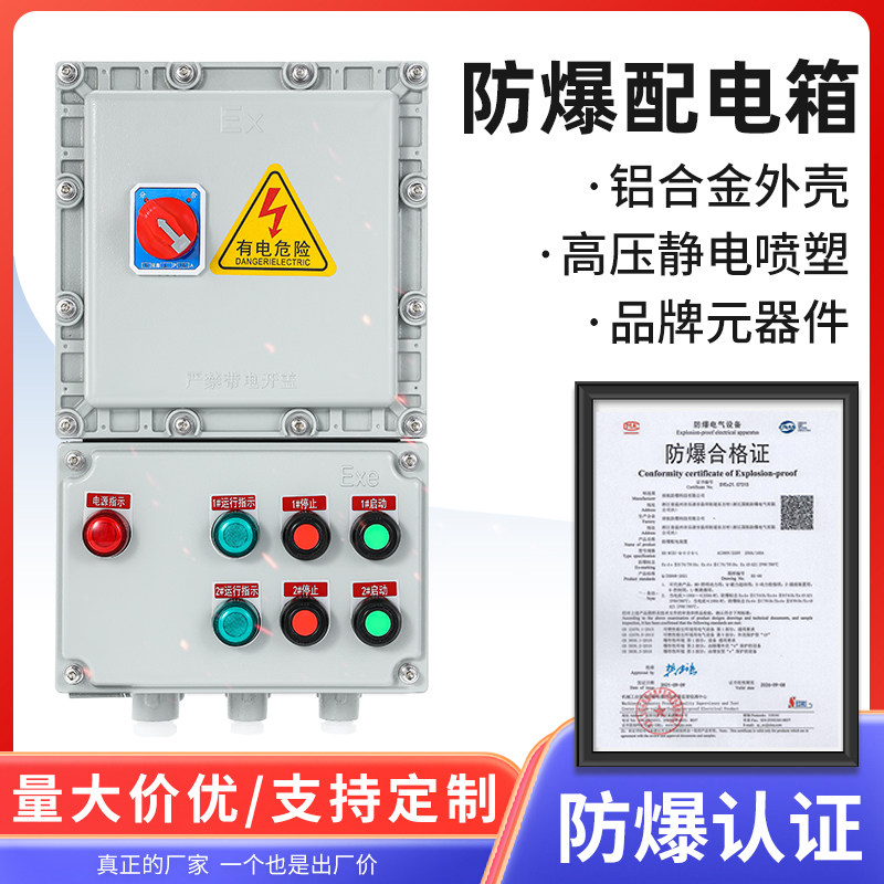 防爆磁力启动器二路电机启动器三路水泵风机控制箱配电箱开关380v