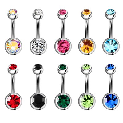 5/10/15/20pcs/lot Crystal Piercing Navel Surgical Steel Rhin