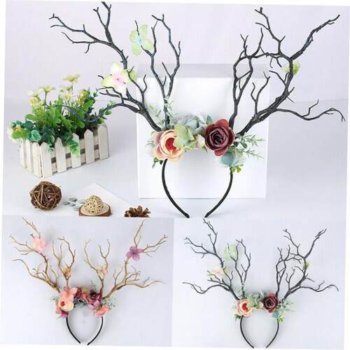 Gothic Antlers Deer Horns Branch Flower Twig Hair 1