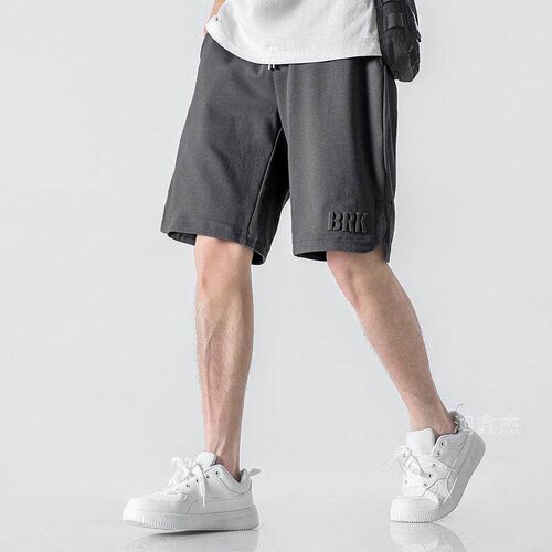 Hongxinjie Summer Mens Five-point Pants Solid Color Thin Ca