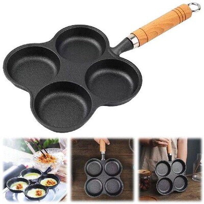 4 Hole Omelet Pan Omelette Skillet Nonstick Divided Egg