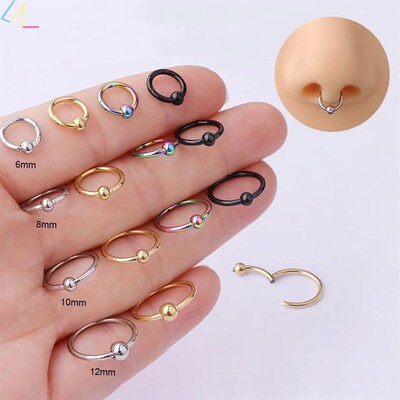 6/8/10/12mm Ball Septum Hoop Nose Ring Body Piercing Jewelry