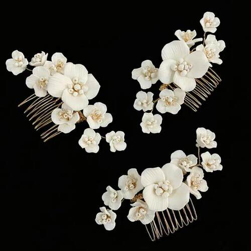 New Arrival Handmade Ceramic Flower Bridal Hair Combs Access
