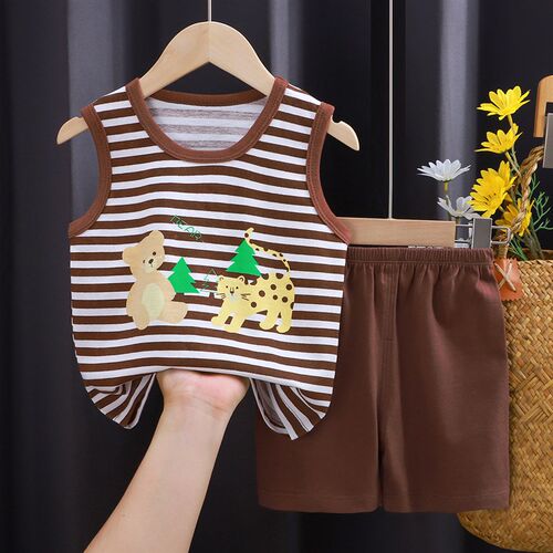 Childrens Vest Suit Cotton Sleeveless Girls Summer Korean C