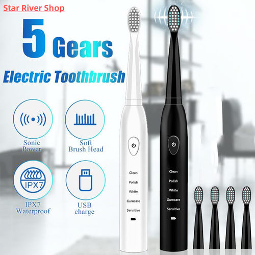 Powerful Ultrasonic Sonic Electric Toothbrush USB Charge Rec