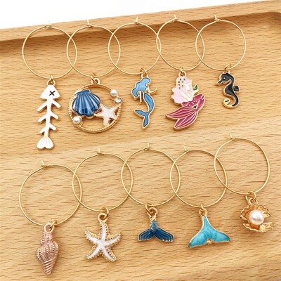 Wine Glass Marker Zinc Alloy Enamel Gold Plated Charms Penda