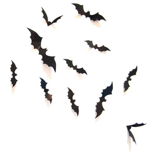 12Pcs/set Black Halloween Wall Sticker 3D Bat Wall Sticker H