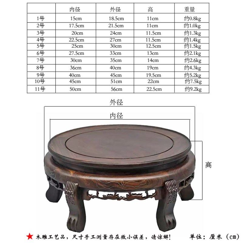 实木雕刻黑檀木高脚花瓶花盆圆形底座复古摆件酒坛鱼缸奇石头花几,家居饰品,木雕,淘宝优惠券,粉丝福利购,淘宝优惠卷