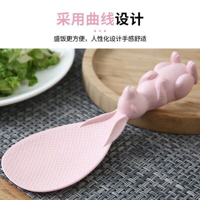 Solid Rice Scoop Cute Bunny Standing Rice Shovel Wheat Straw