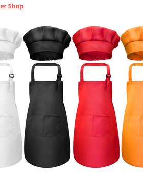 Children Front Pocket Bib Apron Kid Boys Girls Apron Kitchen