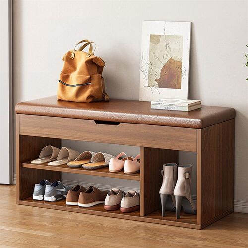 Shoe changing stool for home use, seated at the doorstep,