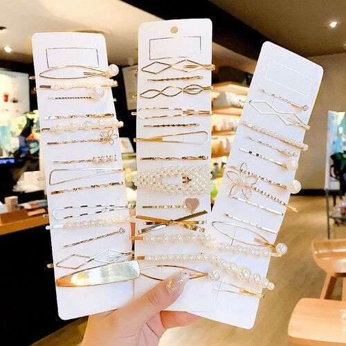 1Set Korea Simple Metal Hair Clips for Women Geometric Rhomb