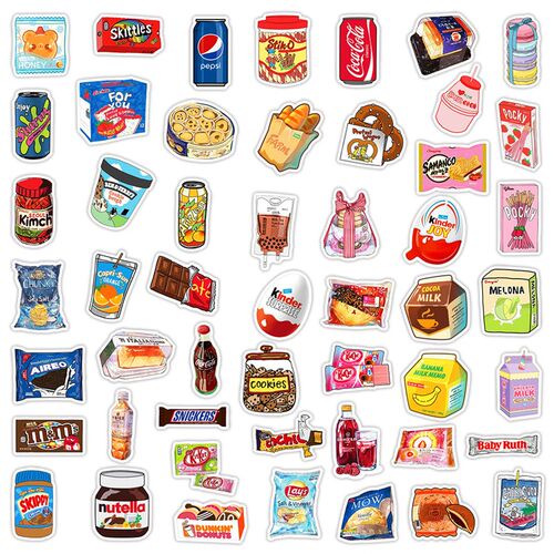 50Pcs Food Drink Milk Packaging Stickers Waterproof Phone