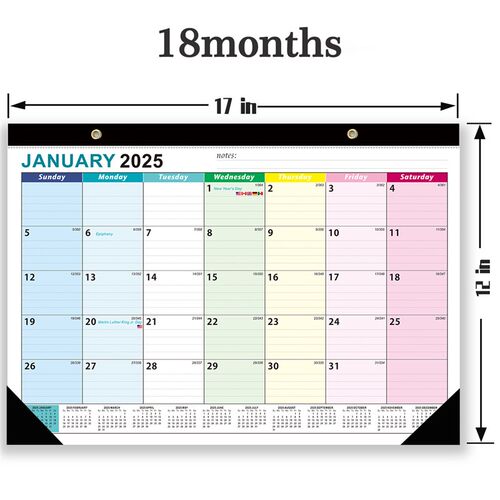 2025-2026 Calendar 18 Months Large Academic Desk Calendar Ru