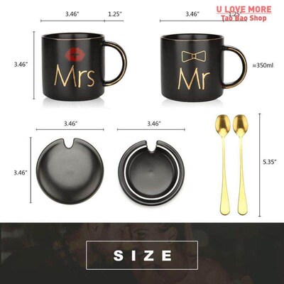 Mr and Mrs Coffee Mugs Cups Gift-Set for Engagement Wedding