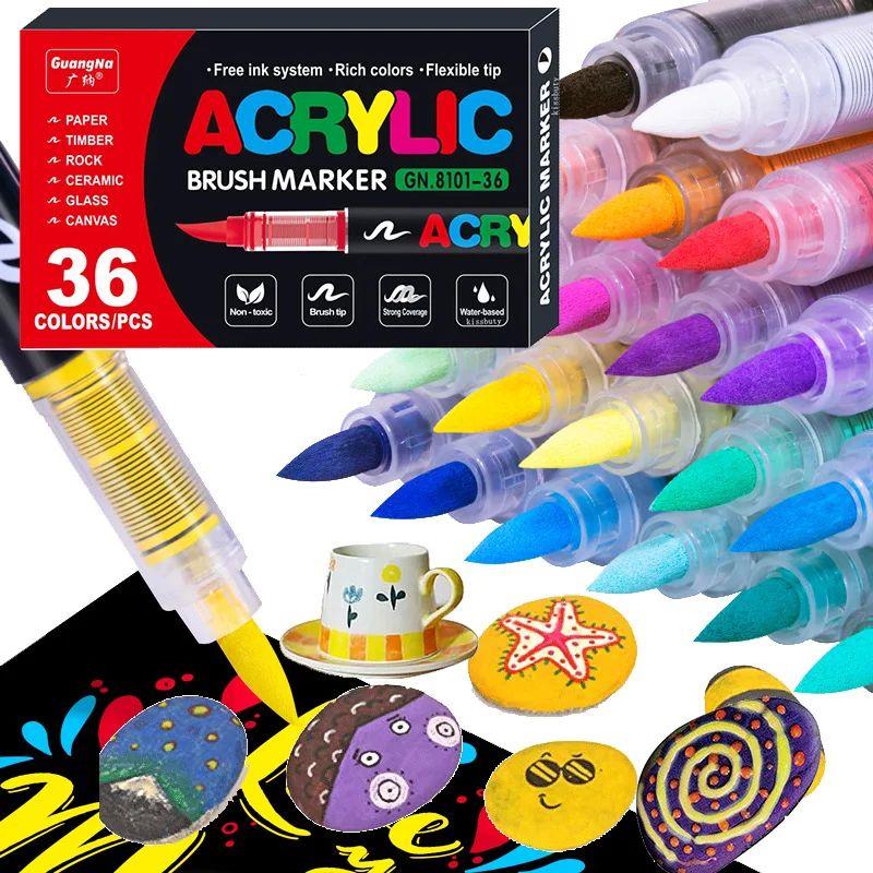 72/120 Colors Acrylic Marker Pens Waterproof Pen Soft brush图片
