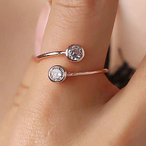 New personality fashion double diamond open ring female simp
