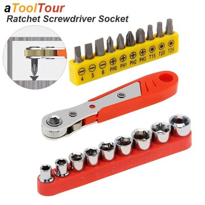 Right Angle Ratchet Wrench Screwdriver Socket Nut Set Metric