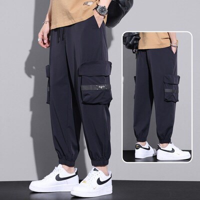 Ice Silk Crock Pants Mens Summer Thin Loose Large Size Plus
