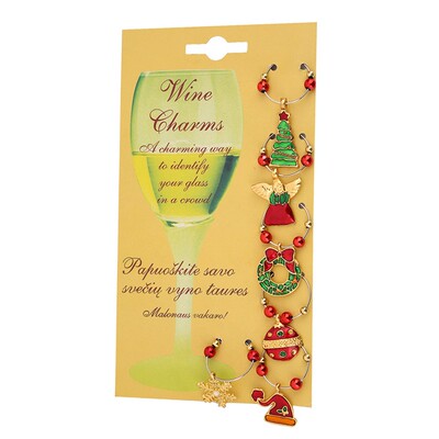 1Set Christmas Wine Glass Decoration Charms Party New Year C