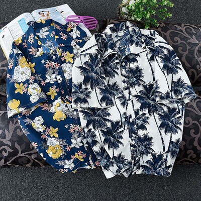 Summer Relaxed 5Point Sleeve Beach Shirt Hawaiian Style Tren