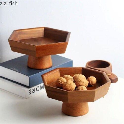 Solid Wood High Footed Dessert Plate Display Stand Cake