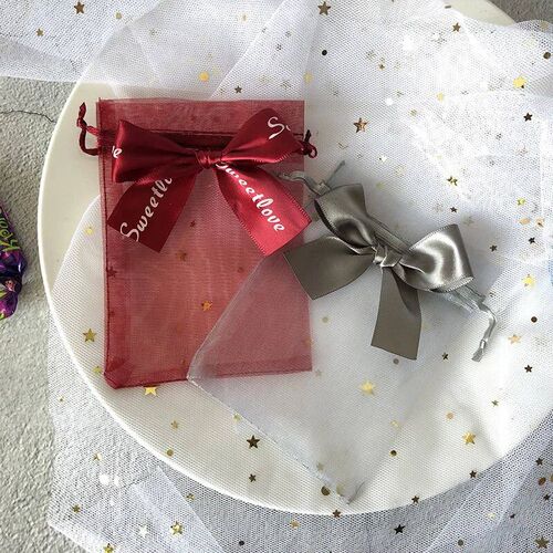 10Pcs/Lot Organza Gift Bags Transparent Drawstring Pouch Sto