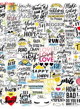 50pieces of English inspirational letter waterproof stickers