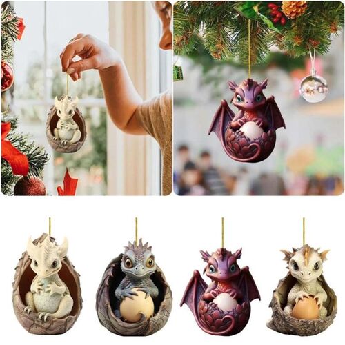 Dragon Baby Egg Ornament Christmas Tree Charm Cute Cartoon C