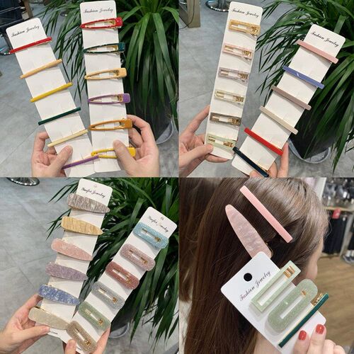 3 PCS Women Fashion Leopard Acetate Geometric Hair Clips Vin