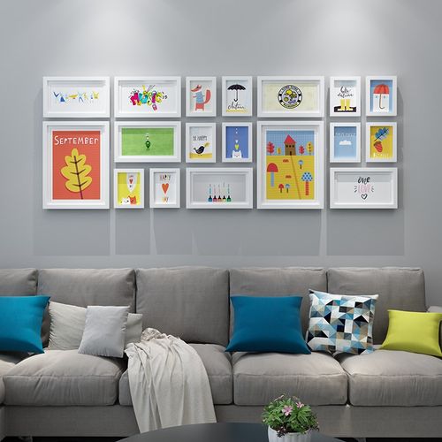 个性实木18框照片墙客厅创意相框挂墙餐厅简约现代墙上装饰