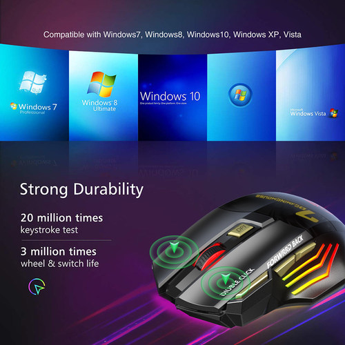 Rechargeable Wireless Mouse Bluetooth Gamer Gaming Mouse Com