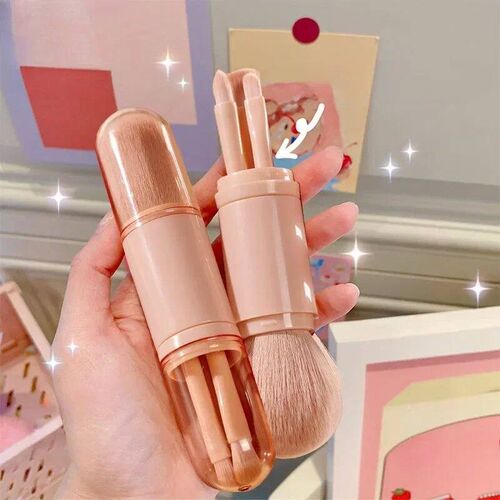 4in1 Travel Makeup Brushes Set Retractable Kabuki Brush and