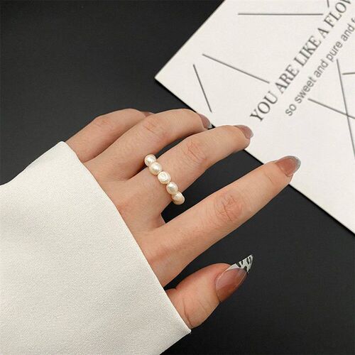 Cute Minimalist Pearl Beaded Rings for Women Korean Irregula