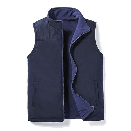 Double-sided Vest Mens Thick Warm Fleece Vest Stand Collar