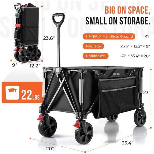 Collapsible Foldable Wagon Cart - Heavy Duty 150L Large Fold