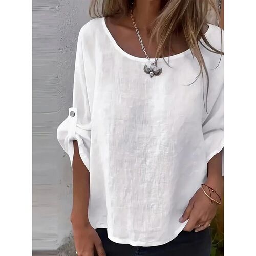 Plus Size Womens Fashion Summer Breathable Shirts Crew Neck