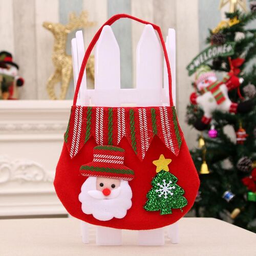 Christmas Apple Favor Bag, Plush Fabric Drawstring Pouch圣诞