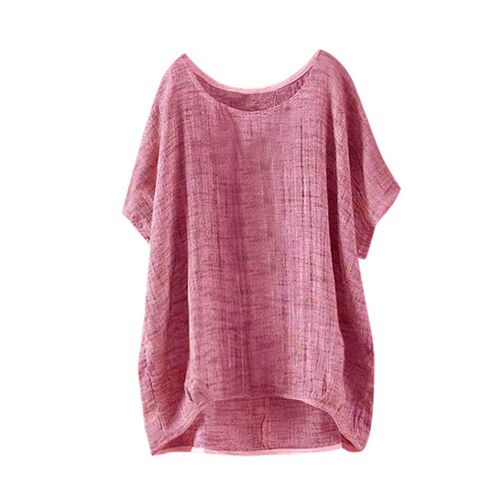 5xl Plus Size Summer Thin Tunic Top Soild Short Sleeve Shirt